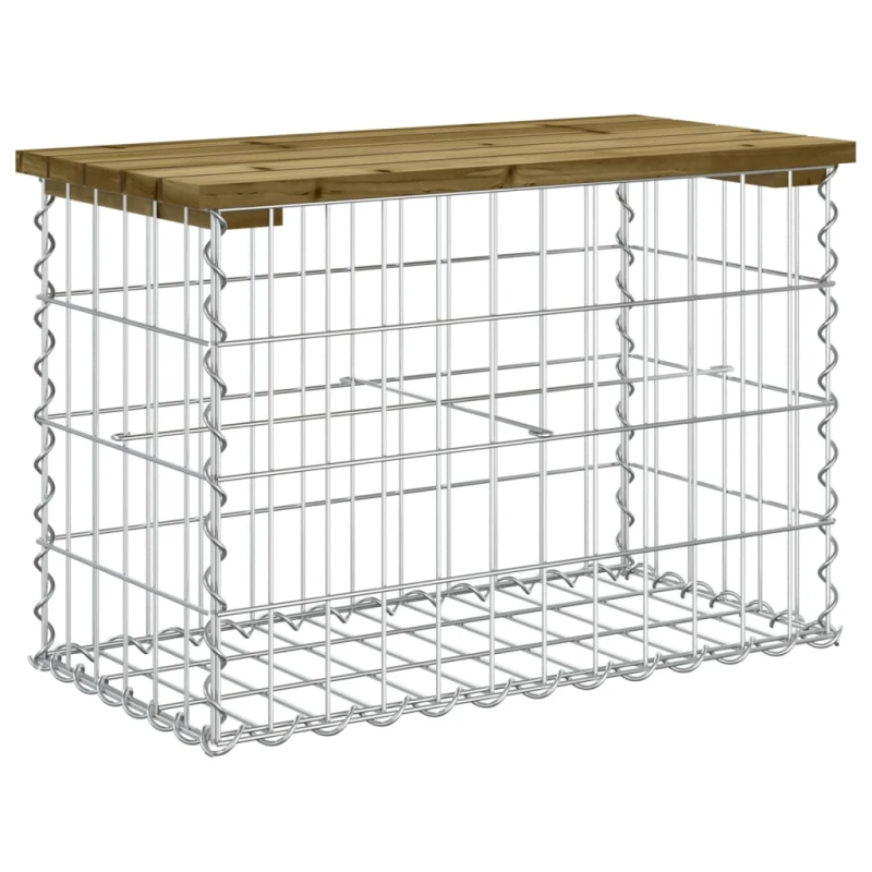 vidaXL dārza sols, gabiona dizains, 63x31,5x42 cm, priedes koks