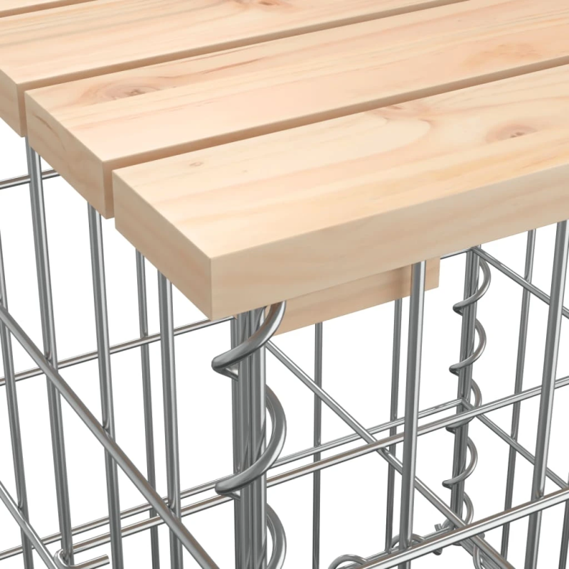 vidaXL dārza sols, gabiona dizains, 347x71x65,5 cm, priedes masīvkoks