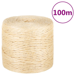 vidaXL virve, 4 mm, 100 m, 100% sizals