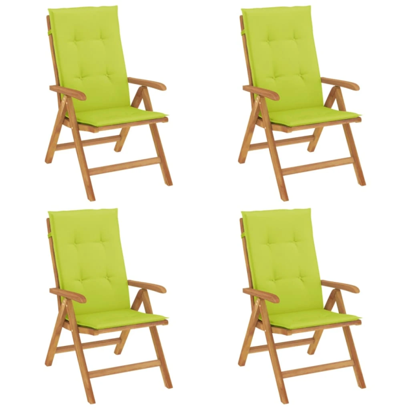 vidaXL dārza krēsli ar matračiem, atgāžami, 4 gab., masīvs tīkkoks