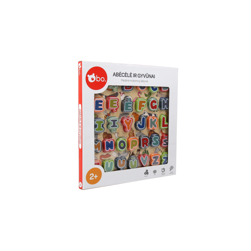 bo. Educational wooden puzzle "Alphabet and animals" ,In Lithuanian lang.,