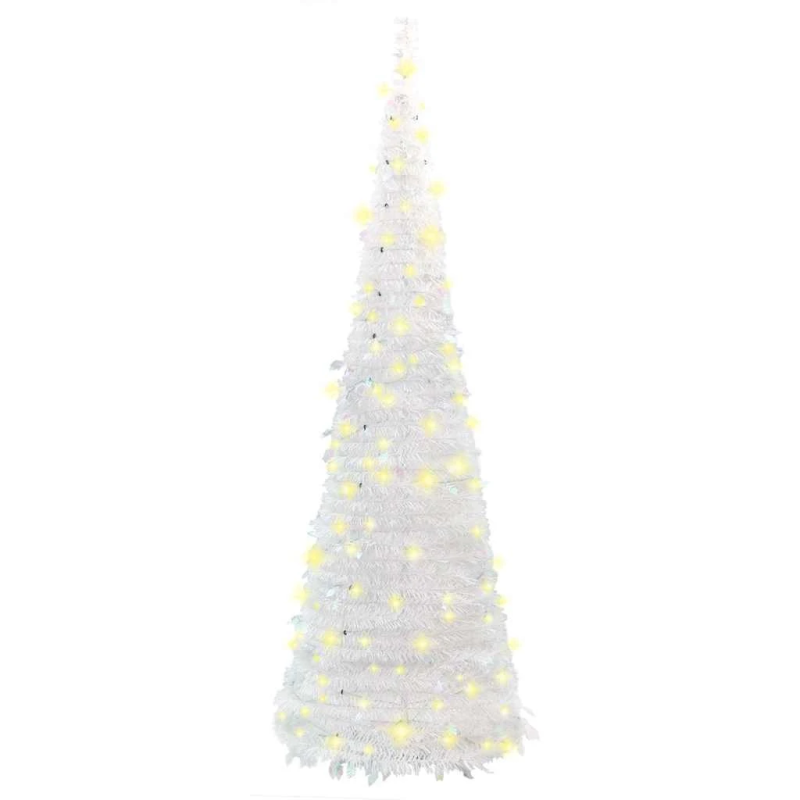 vidaXL mākslīgā Ziemassvētku eglīte, 200 LED, balta, 210 cm