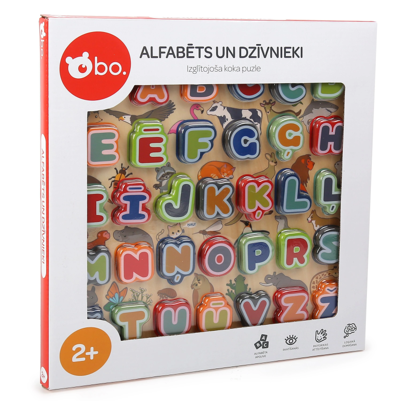 bo. Izglītojoša puzle "Alfabēts un dzīvnieki" ,Latviešu valodā,