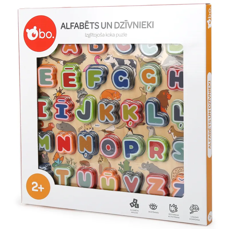 bo. Izglītojoša puzle Alfabēts un dzīvnieki ,Latviešu valodā,