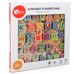 bo. Развивающий деревянный пазл Алфавит и Животные ,на русском языке,