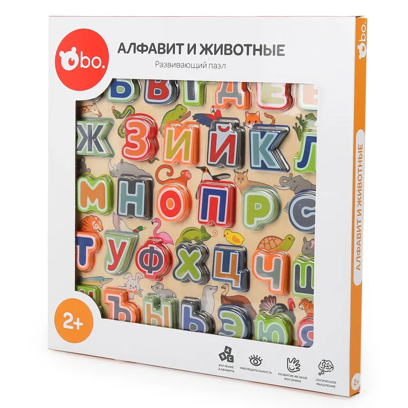 bo. Izglītojoša puzle Alfabēts un dzīvnieki ,Krievu valodā,