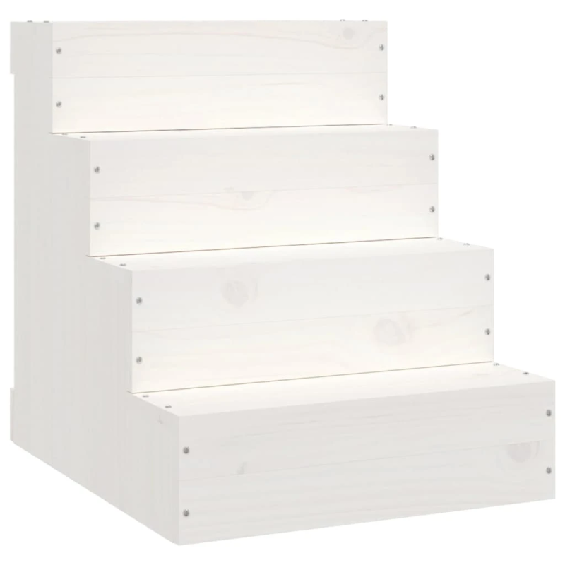 vidaXL kāpnes mājdzīvniekiem, baltas, 40x49x47 cm, priedes masīvkoks