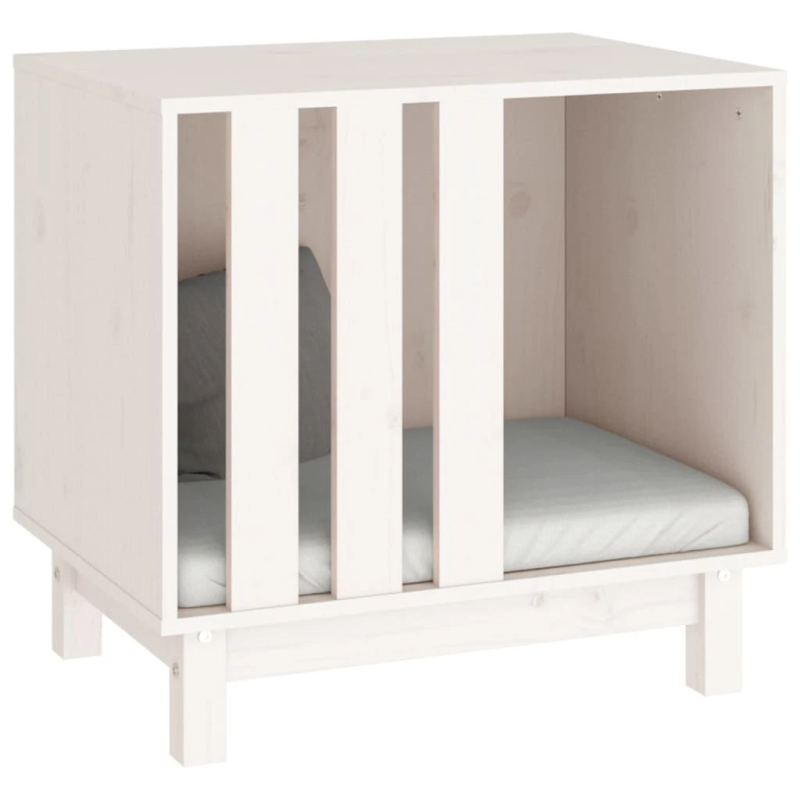 vidaXL suņu mājiņa, balta, 60x45x57 cm, priedes masīvkoks