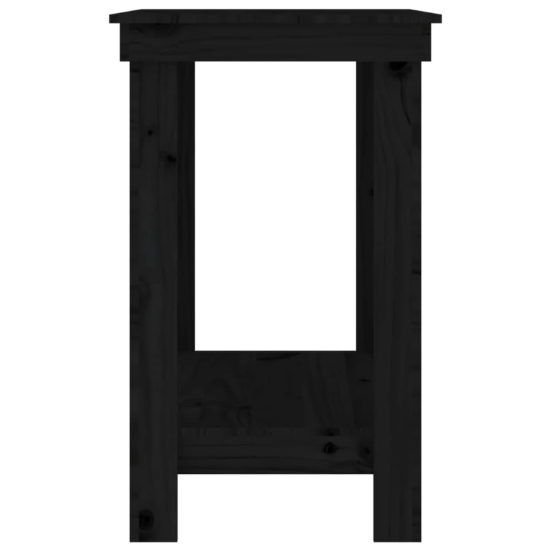 vidaXL darbagalds, melns, 80x50x80 cm, priedes masīvkoks