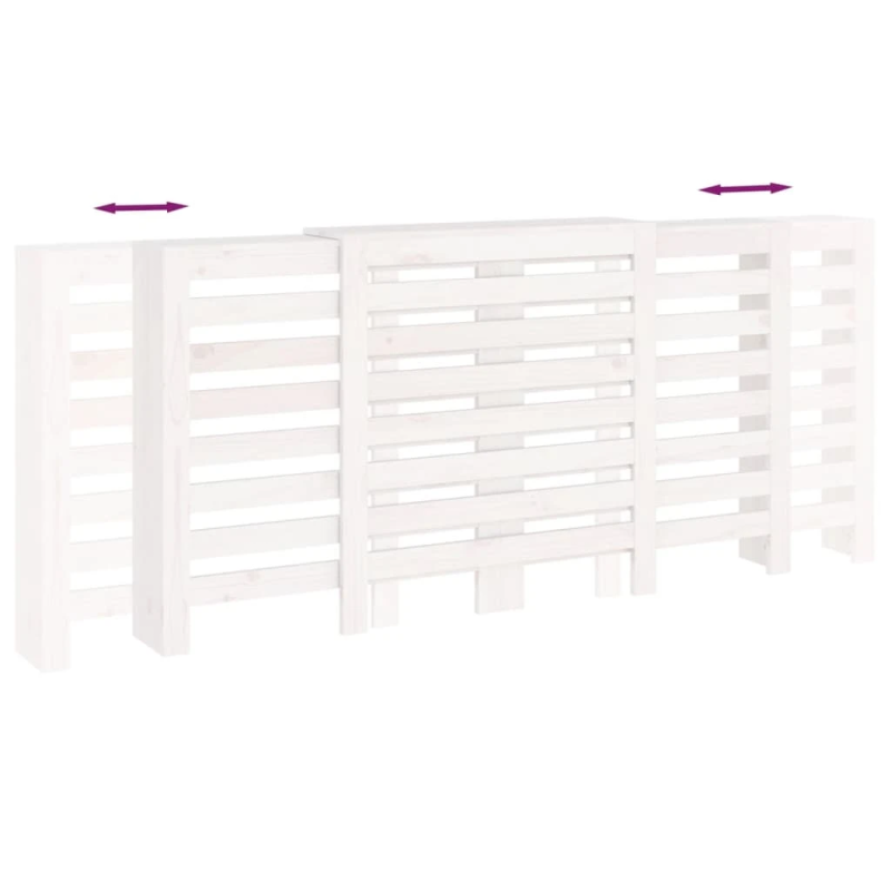 vidaXL radiatora pārsegs, balts, 210x21x85 cm, priedes masīvkoks
