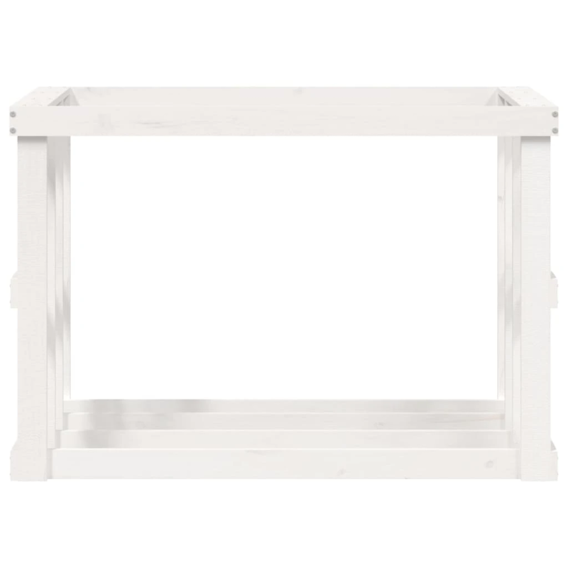 vidaXL āra malkas plaukts, balts, 108x52x74 cm, priedes masīvkoks