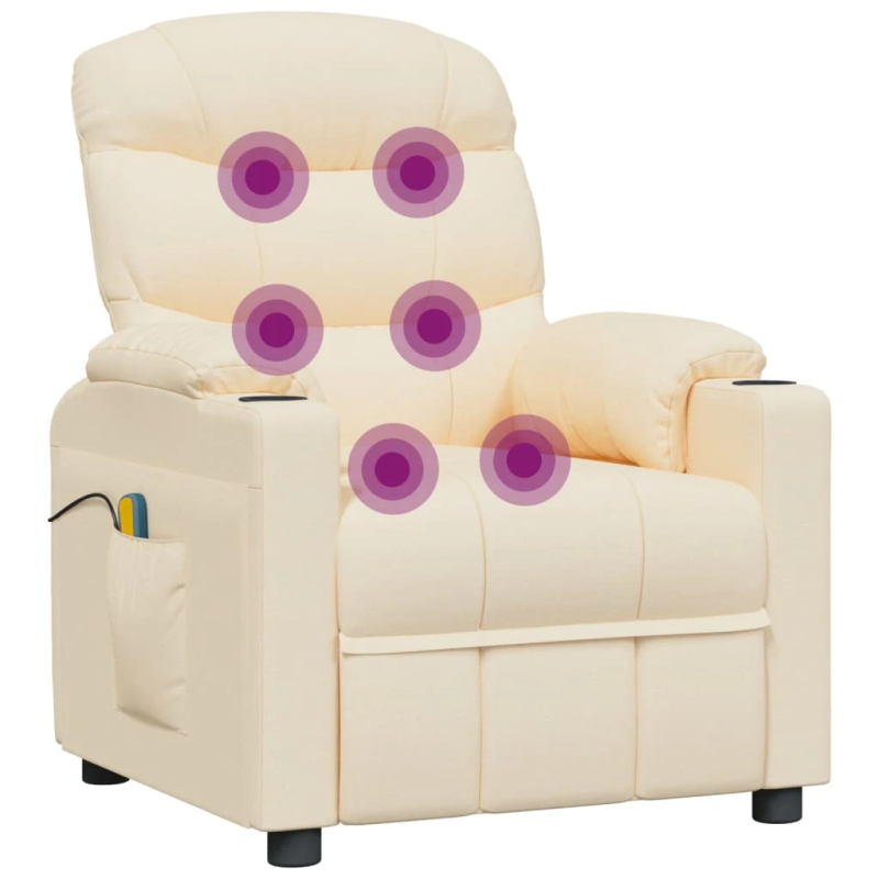 vidaXL elektriskais masāžas krēsls, krēmkrāsas audums