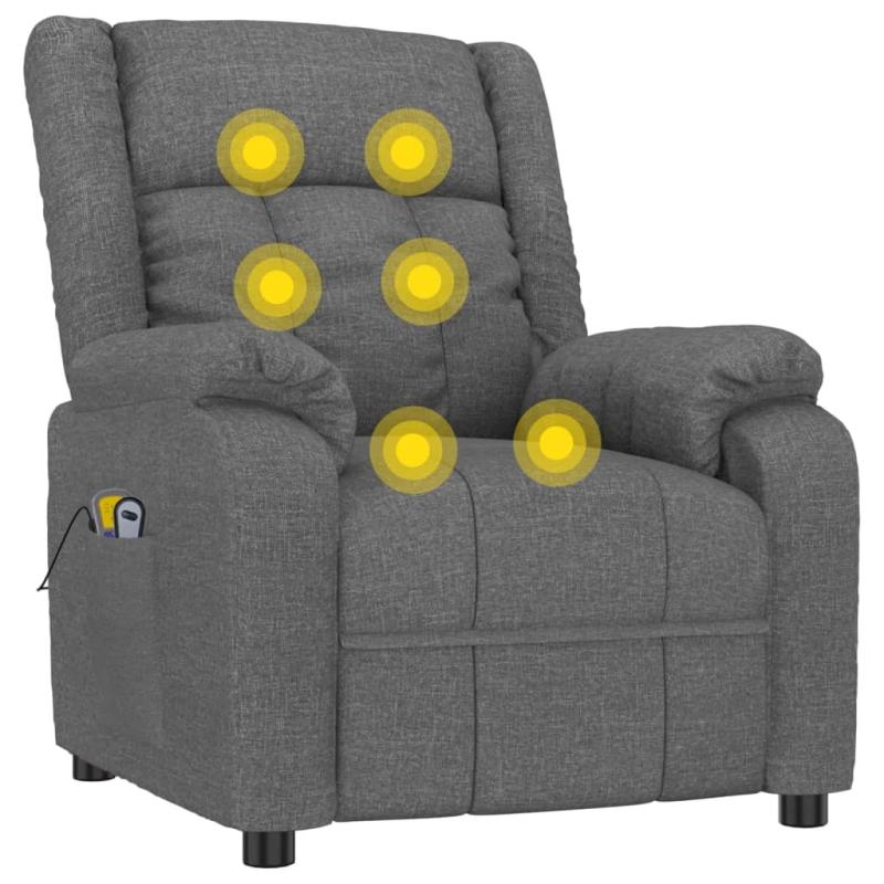 vidaXL elektriskais masāžas krēsls, tumši pelēks audums