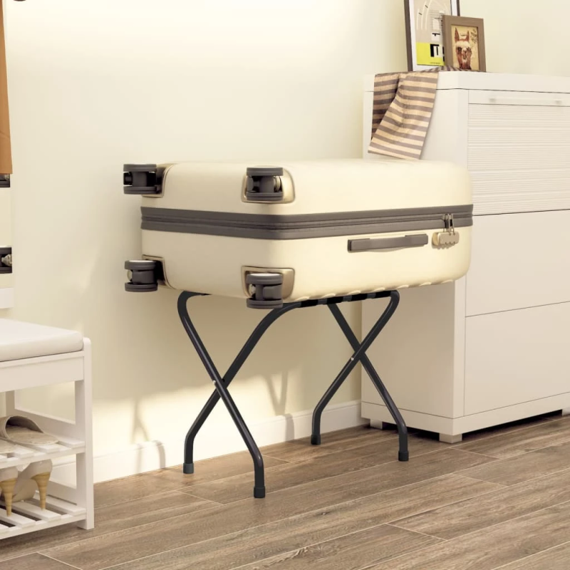 vidaXL bagāžas statīvs, melns, 56x40x49 cm