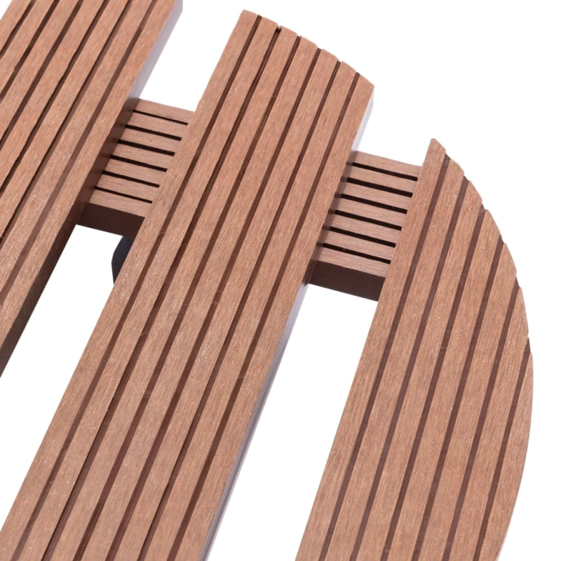 vidaXL puķu podu paliktņi ar riteņiem, 4 gab., DIA30x7,5 cm, WPC, brūni