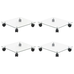 vidaXL augu paliktņi ar riteņiem, 4 gab., 35x35 cm, rūdīts stikls