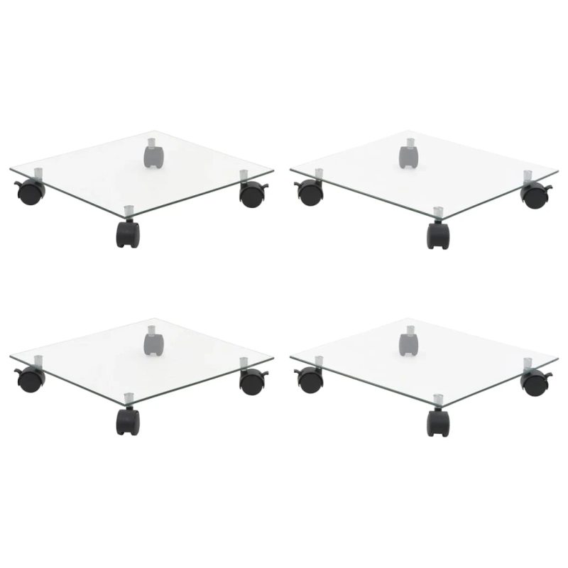 vidaXL augu paliktņi ar riteņiem, 4 gab., 35x35 cm, rūdīts stikls