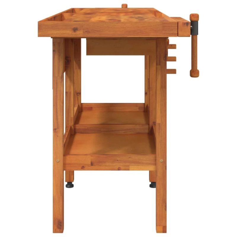 vidaXL darbagalds ar atvilktnēm un skrūvspīlēm, 162x62x83, akācija