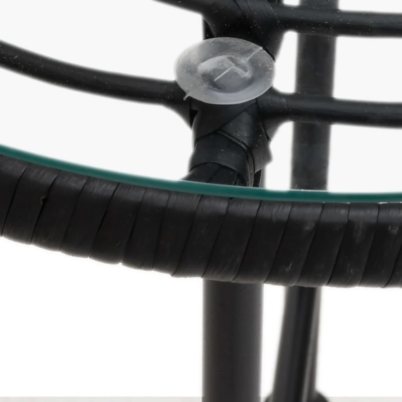 vidaXL ēdamgalds, melns, DIA50 cm, rūdīts stikls un tērauds