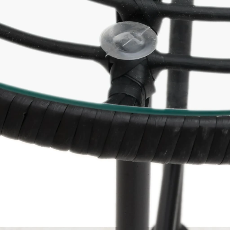 vidaXL ēdamgalds, melns, DIA80 cm, rūdīts stikls un tērauds