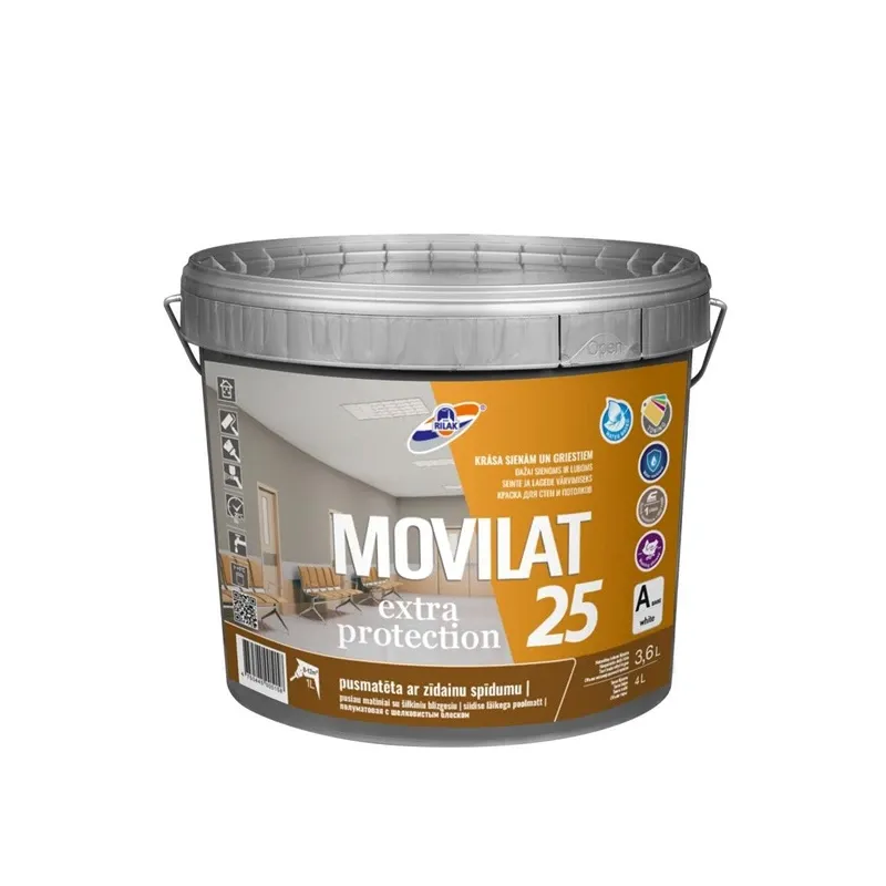 Dispersijas krāsa Rilak Movilat 25, balta krās., 3.6 l