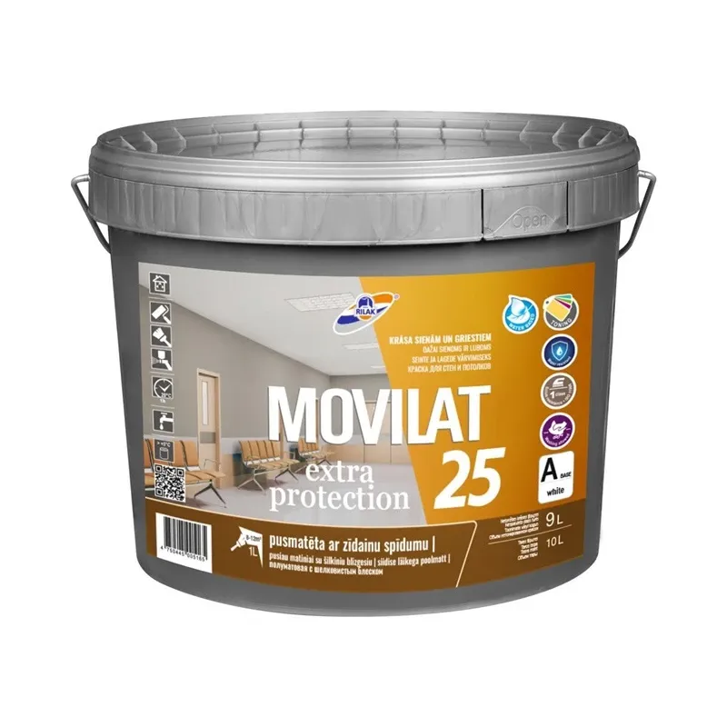 Dispersijas krāsa Rilak Movilat 25, balta krās., 9 l