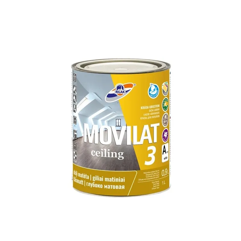 Dispersijas krāsa Rilak Movilat 3, matēti balta krās., 0.9 l