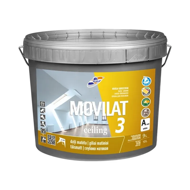 Dispersijas krāsa Rilak Movilat 3, matēti balta krās., 3.6 l