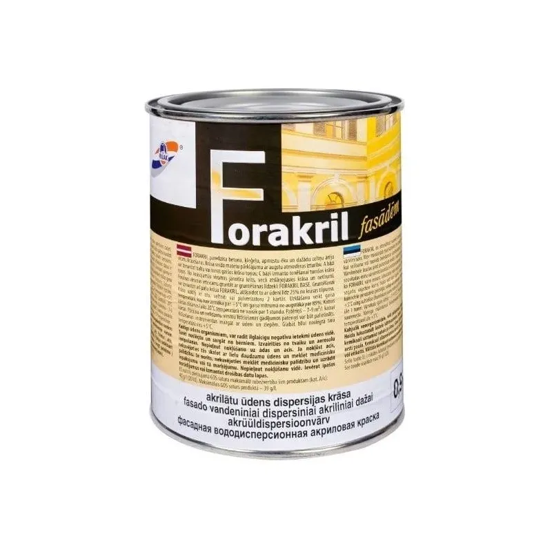 Krāsa, fasāde Rilak Forakril, matēts, 0.9 l, melna krās.