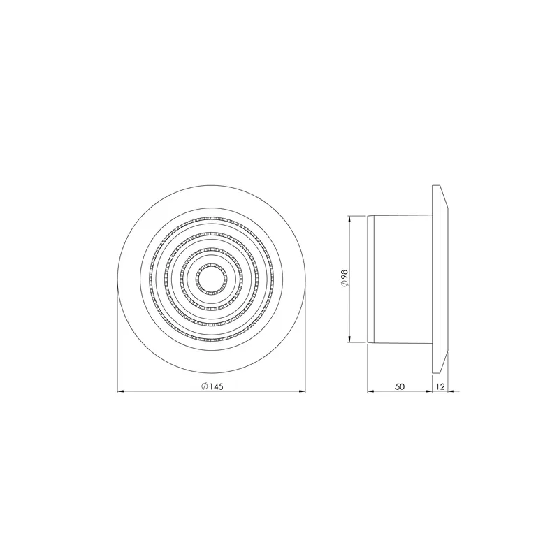 Ventilācijas reste Europlast NGA100, plastmasa, 100 mm