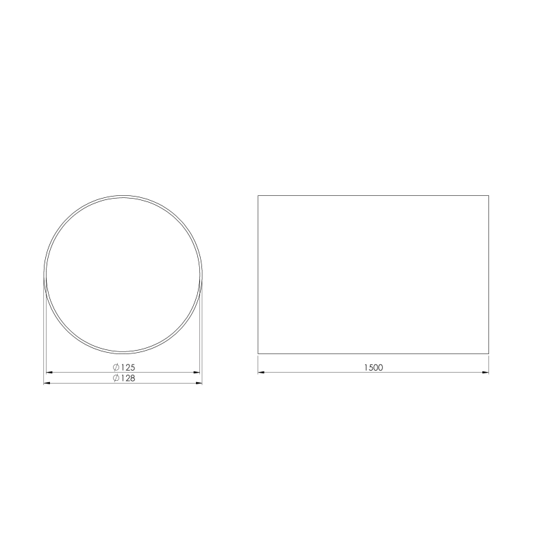 Kanāls apaļais d125mm 1,5m europlast