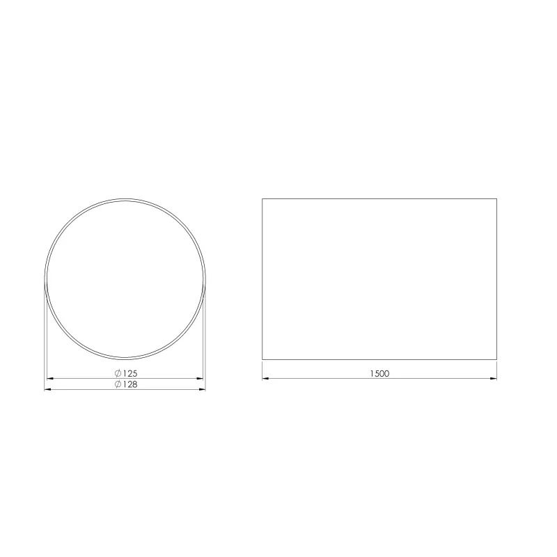 Ventiliacijos kanalas Europlast A125-1.5, abs plastikas, 1.5 m x 125 mm