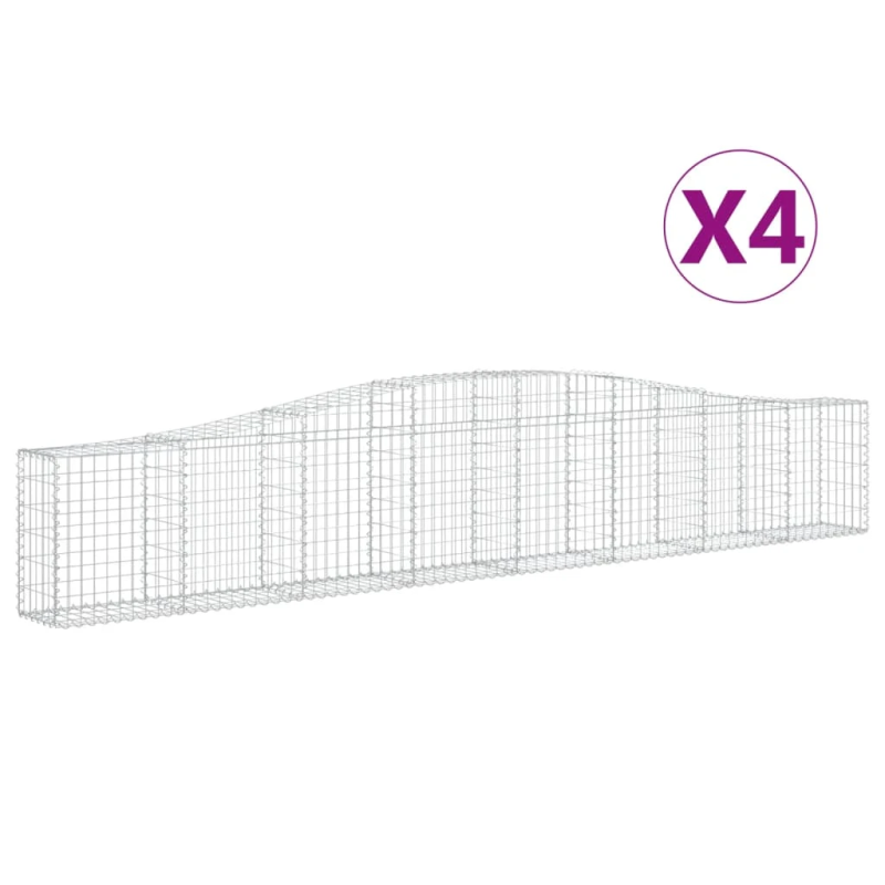 vidaXL arkveida gabiona grozi, 4 gb., 400x30x60-80 cm, cinkota dzelzs