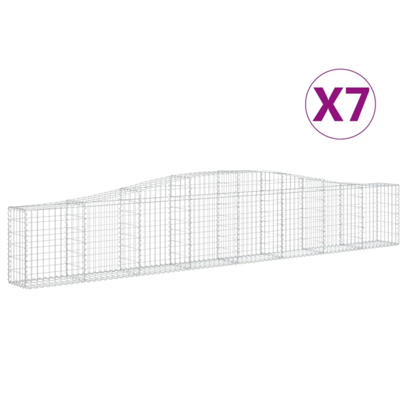 vidaXL arkveida gabiona grozi, 7 gb., 400x30x60-80 cm, cinkota dzelzs