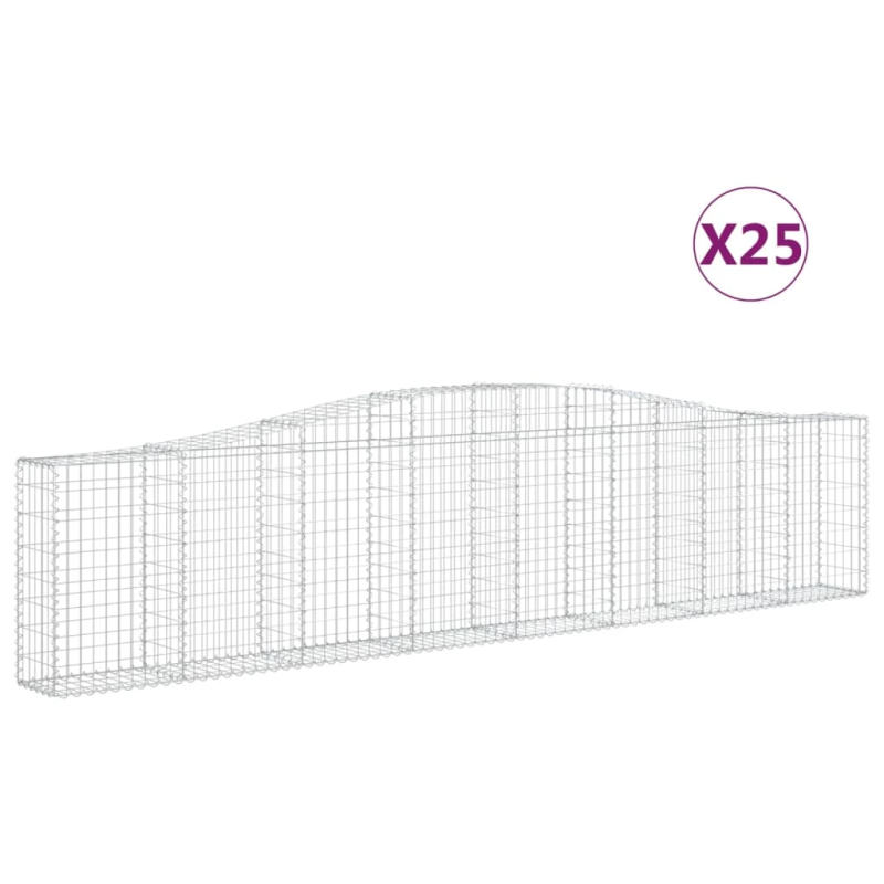 vidaXL arkveida gabiona grozi, 25 gb., 400x30x80-100cm, cinkota dzelzs