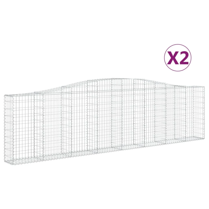 vidaXL arkveida gabiona grozi, 2 gb., 400x30x100-120cm, cinkota dzelzs