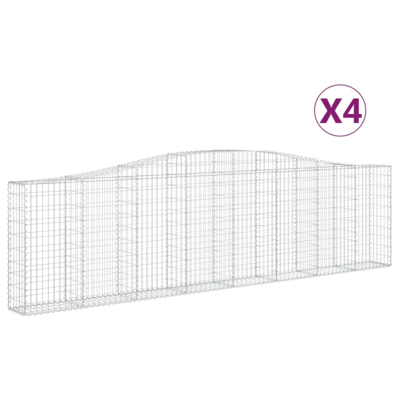 vidaXL arkveida gabiona grozi, 4 gb., 400x30x100-120cm, cinkota dzelzs