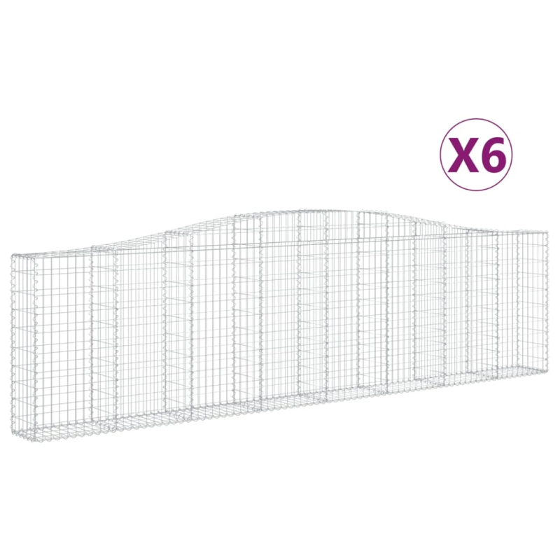 vidaXL arkveida gabiona grozi, 6 gb., 400x30x100-120cm, cinkota dzelzs