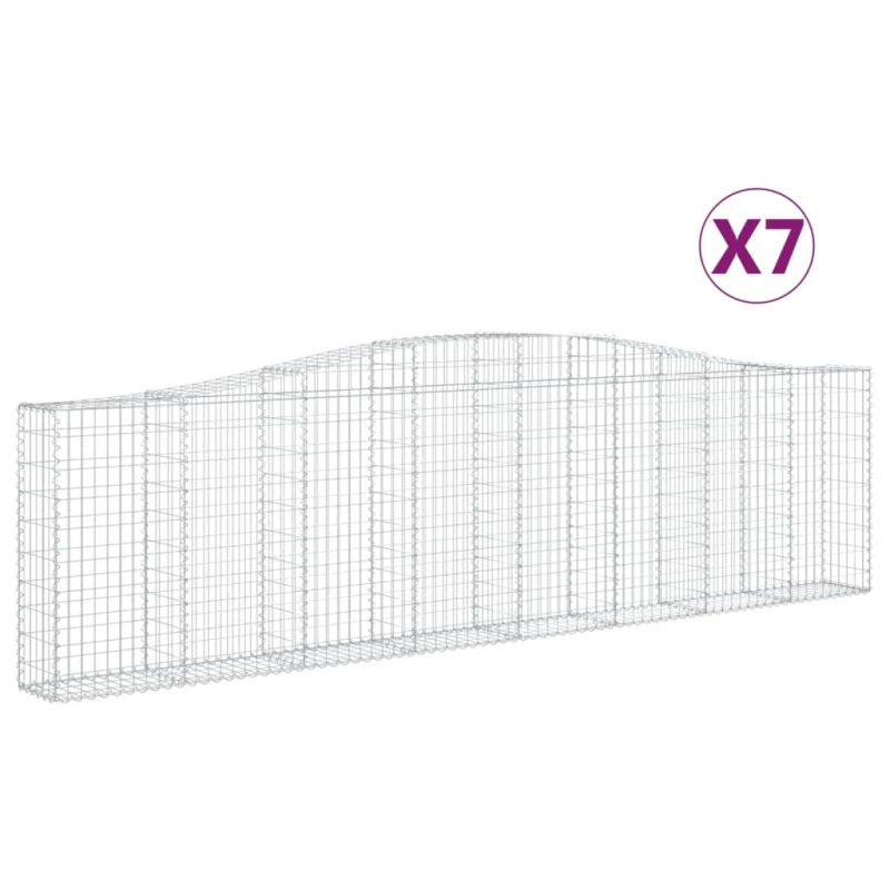 vidaXL arkveida gabiona grozi, 7 gb., 400x30x100-120cm, cinkota dzelzs