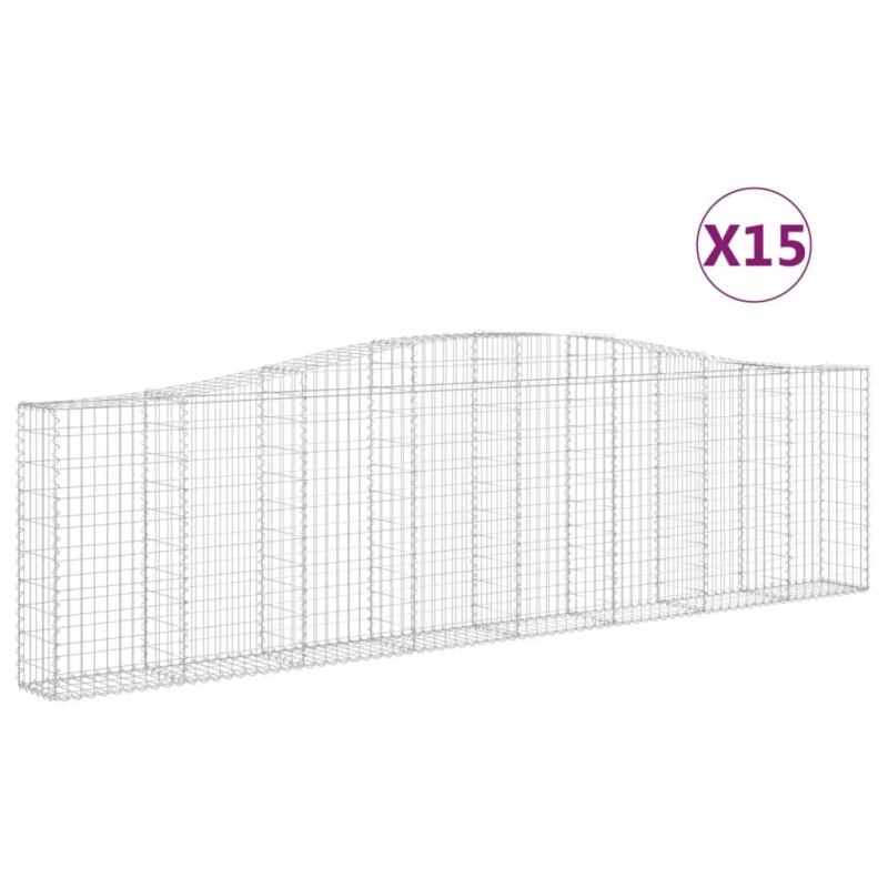 vidaXL arkveida gabiona grozi, 15gb., 400x30x100-120cm, cinkota dzelzs