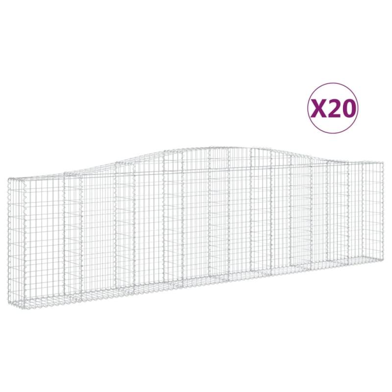 vidaXL arkveida gabiona grozi, 20gb., 400x30x100-120cm, cinkota dzelzs