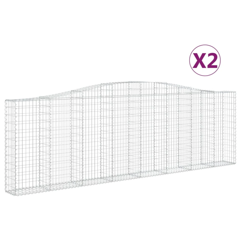 vidaXL arkveida gabiona grozi, 2 gb., 400x30x120-140cm, cinkota dzelzs