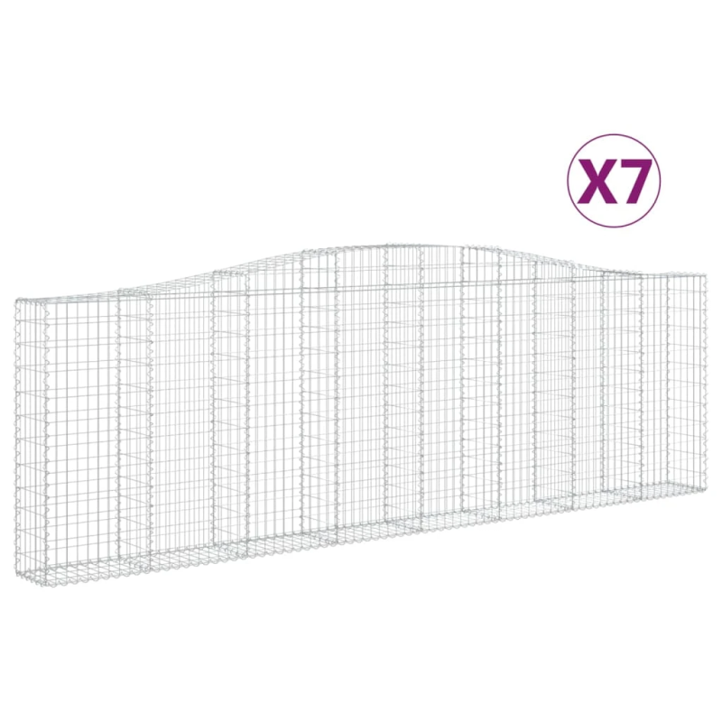 vidaXL arkveida gabiona grozi, 7 gb., 400x30x120-140cm, cinkota dzelzs