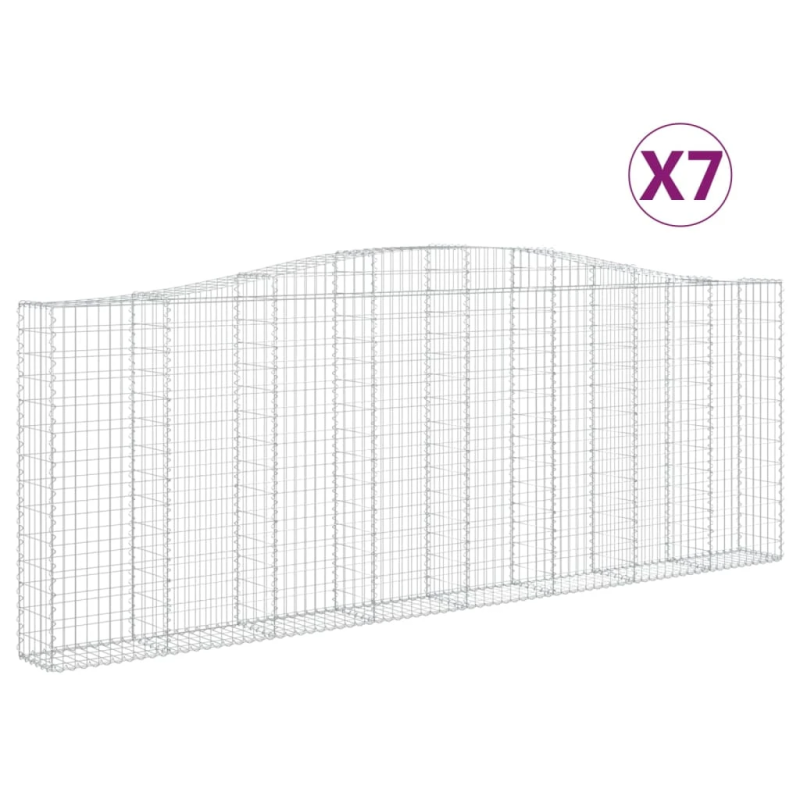 vidaXL arkveida gabiona grozi, 7 gb., 400x30x140-160cm, cinkota dzelzs