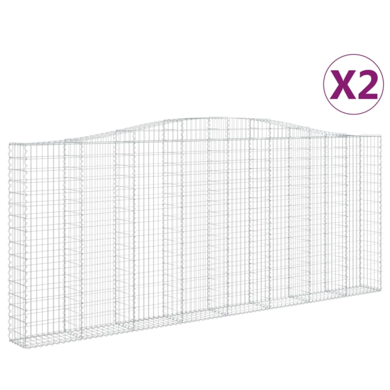 vidaXL arkveida gabiona grozi, 2 gb., 400x30x160-180cm, cinkota dzelzs