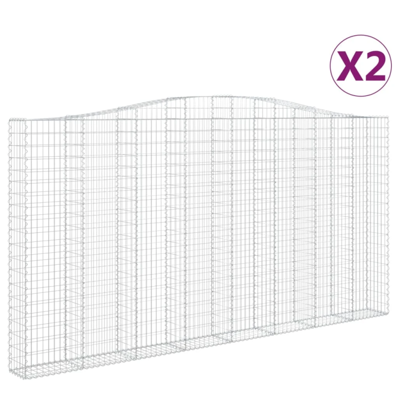 vidaXL arkveida gabiona grozi, 2 gb., 400x30x200-220cm, cinkota dzelzs