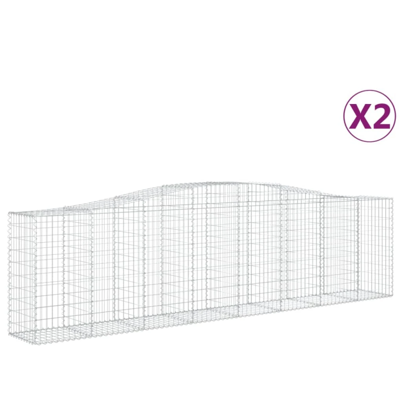 vidaXL arkveida gabiona grozi, 2 gb., 400x50x100-120cm, cinkota dzelzs