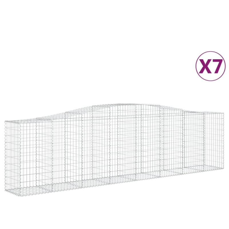 vidaXL arkveida gabiona grozi, 7 gb., 400x50x100-120cm, cinkota dzelzs