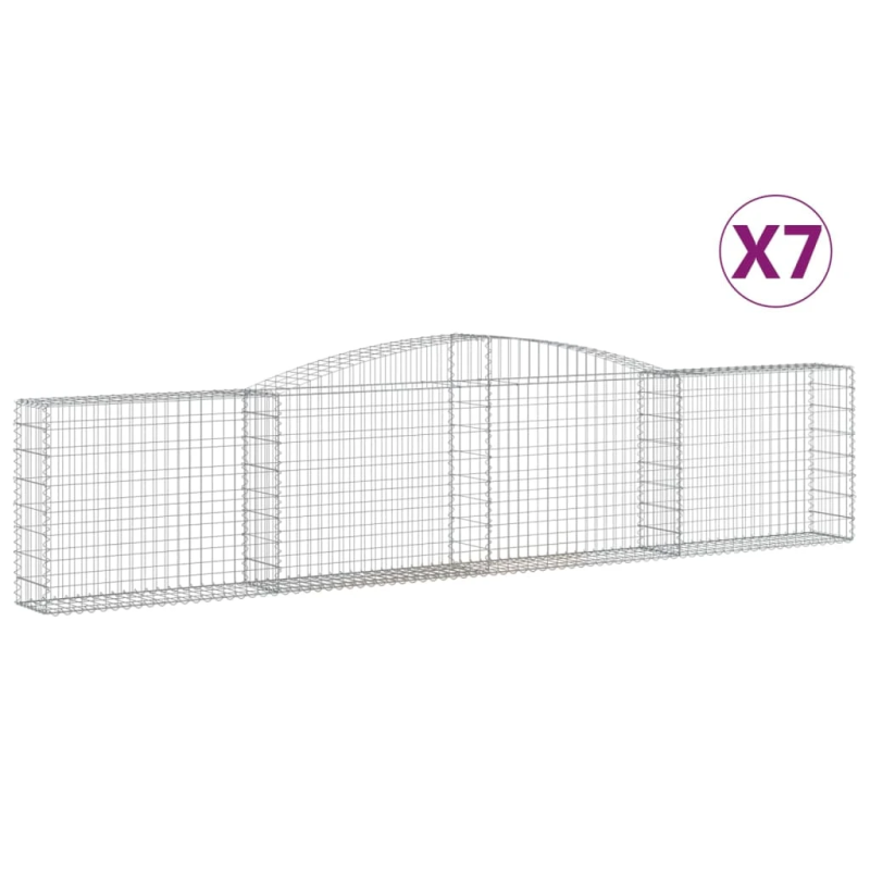 vidaXL arkveida gabiona grozi, 7 gb., 400x30x80-100cm, cinkota dzelzs