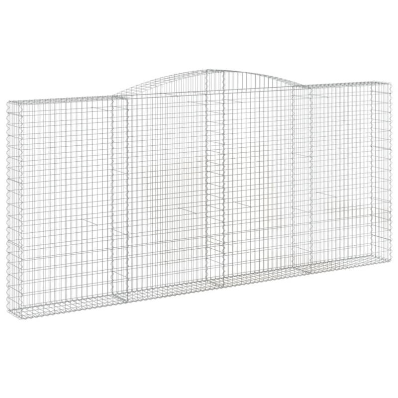 vidaXL arkveida gabiona grozi, 6 gb., 400x30x180-200cm, cinkota dzelzs